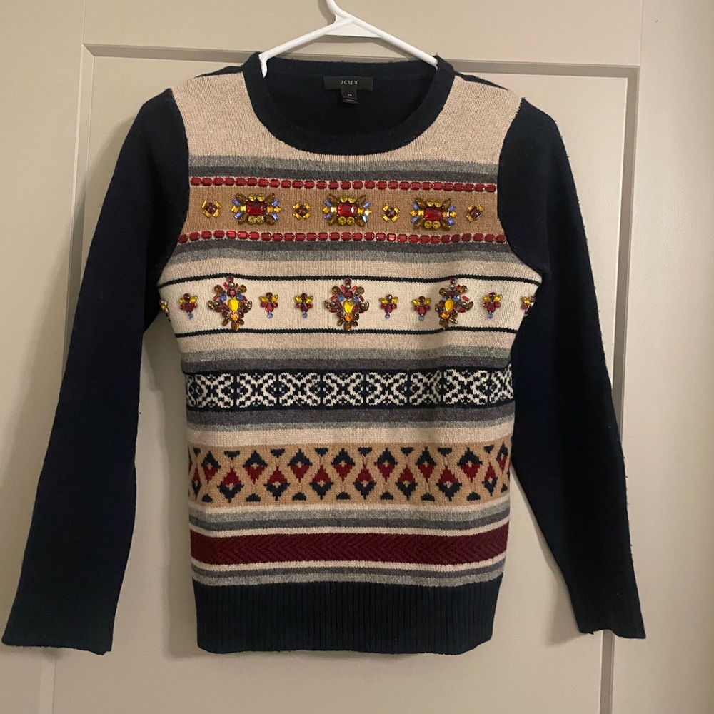 Jcrew jeweled fair isle sweater size XS